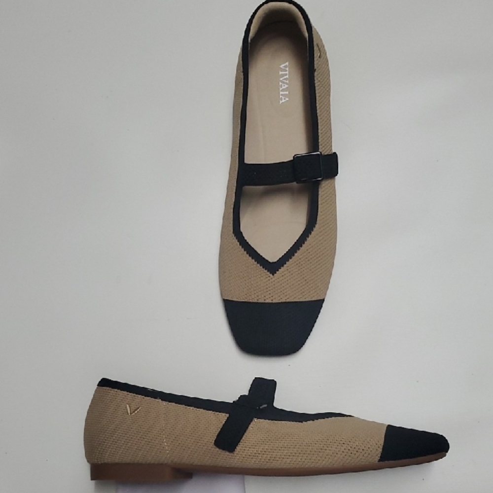VIVAIA Women's Stylish Tan and Black Loafers